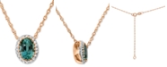 Macy's Emerald (3/8 ct. t.w.) & Diamond (1/20 ct. t.w.) Pendant Necklace in 14k Rose Gold, 16" + 2" extender